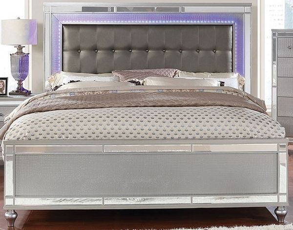 Furniture of America® Brachium Silver Eastern King Upholstered Bed-0