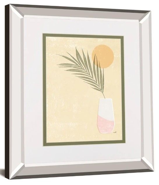 Classy Art Sun Palm II Mint By Moira Hershey Mirror Framed Wall Art-0