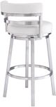 Armen Living Madrid Brushed Stainless Steel/White Counter Stool-2