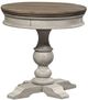 Liberty Furniture Heartland Tobacco Pedestal Chairside Table with Antique White Base-0