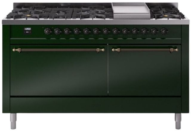Ilve® Nostalgie II Series 60" Emerald Green Pro Style Dual Fuel Range-0