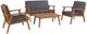 Linon Cosgrove 4-Piece Gray Fabric/Wooden Outdoor Patio Chat Set-0