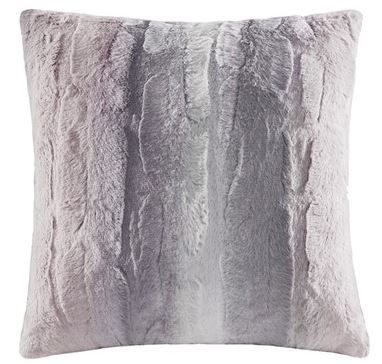 Olliix by Madison Park Zuri Blush/Grey Faux Fur Square Pillow-0