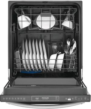 Frigidaire Gallery® 24" Smudge-Proof® Stainless Steel Top Control Built In Dishwasher Front view of the opened Frigidaire Gallery® 24" Smudge-Proof® Stainless Steel Top Control Built In Dishwasher