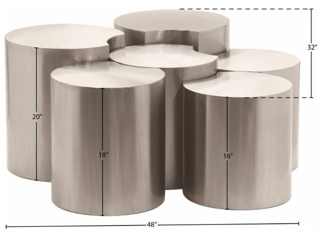 Meridian Furniture Dimple 6-Piece Silver Modular Nesting Coffee Table Set-1