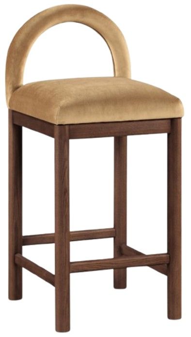Meridian Furniture Conrad Brown Walnut/Saddle Velvet Upholstered Counter Stool-0