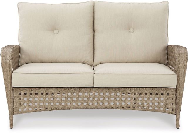 Signature Design by Ashley® Braylee Driftwood Outdoor Loveseat with Coffee Table-2