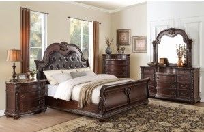 Mazin Furniture Cavalier Dark Cherry Eastern King Sleigh Bed-2