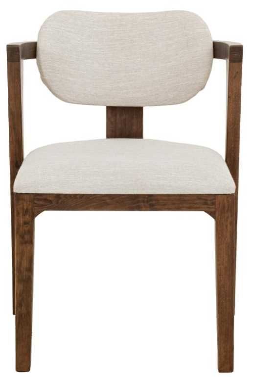 International Furniture Direct Zaphiro Lacquer Brown/White Upholstered Dining Arm Chair-2