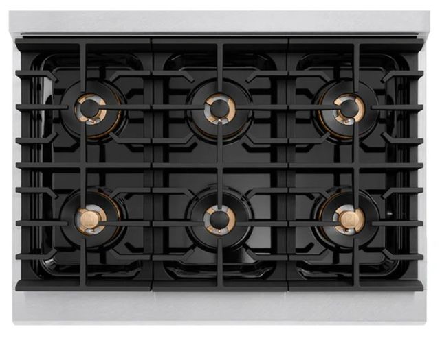 ZLINE Autograph Edition Paramount 36" 5.2 Cu. Ft. Satin Stainless Steel Gas Range with 6 Burner DuoPro™ Cooktop and Convection Gas Oven with Matte Black Accents-3