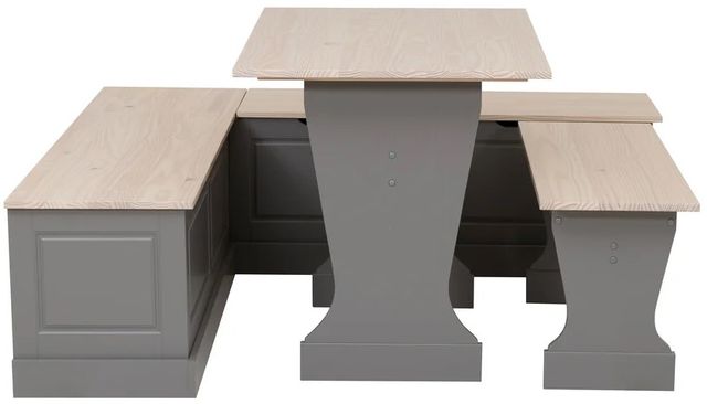 Linon Norah 3-Piece Gray/Maple Table Bench Nook Set-2