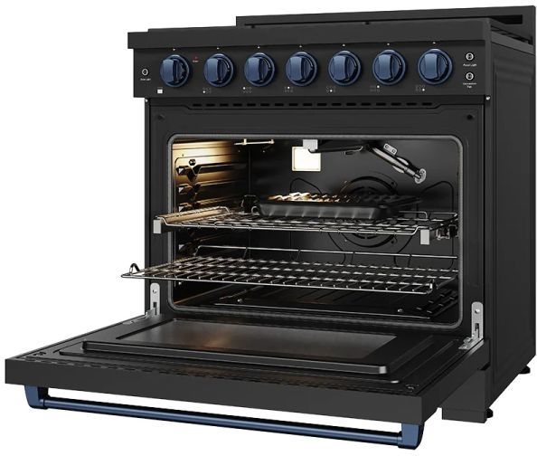 Thor Kitchen® Gordon Ramsay 36" Black/Blue Freestanding Pro Style Gas Range with Precision Knob-4