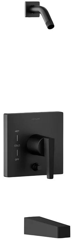 KOHLER® Honesty® Rite-Temp® Matte Black Bath and Shower Trim Kit with Push-Button Diverter-0