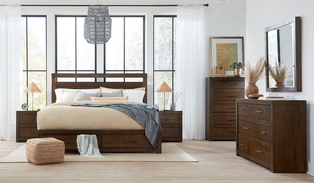 aspenhome® Modern Loft Brownstone California King Panel Storage Bed-1