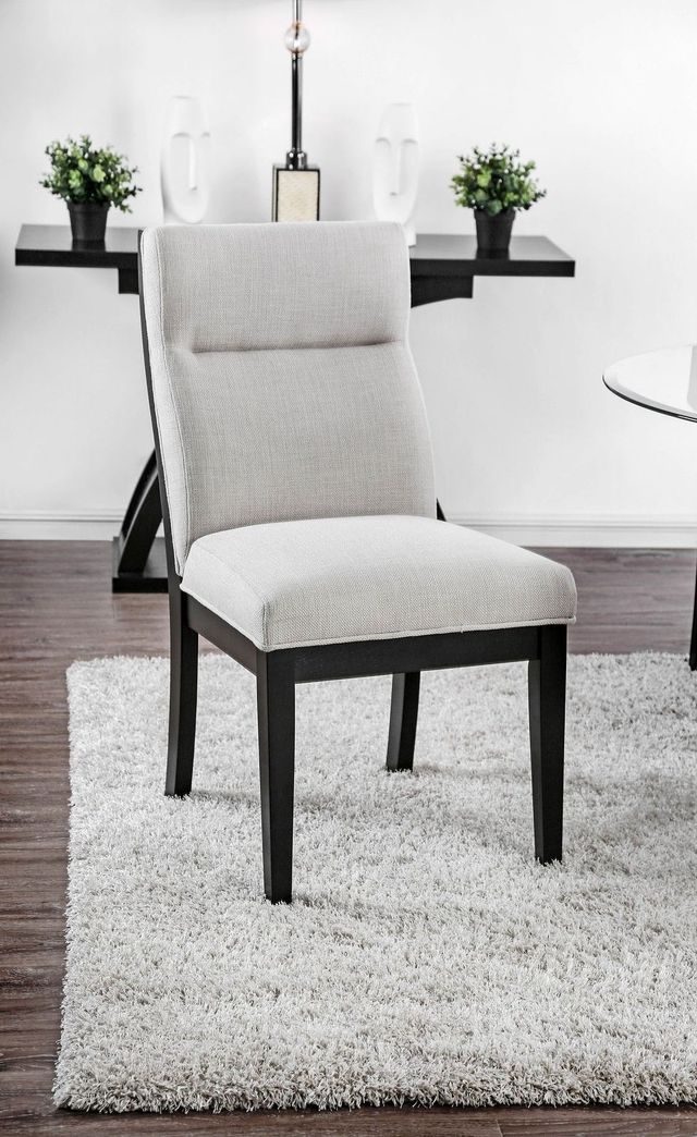 Furniture of America® Jasmin 5-Piece Beige/Black Round Dining Table Set-3