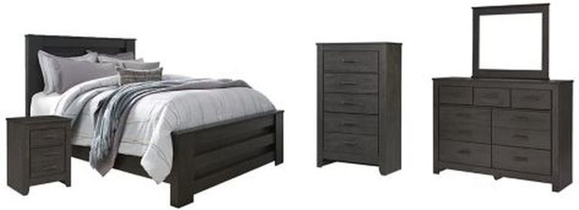 Signature Design by Ashley® Brinxton 5-Piece Charcoal Queen Panel Bed Set-0