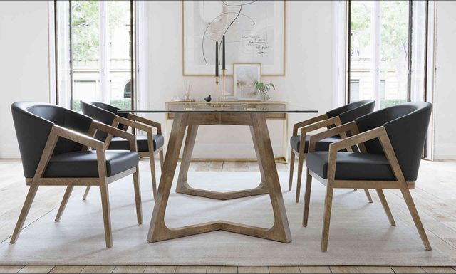 Wood Canadel Glass Top Table Canadel Customizable Modern Glass Top