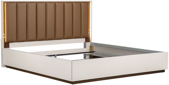 Michael Amini® Pavira Espresso/White Queen Panel Bed with LED Lights-1