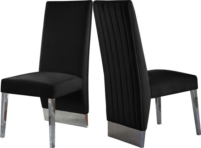 Meridian Furniture Porsha Black/Chrome Velvet Dining Chair-2