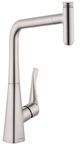 Hansgrohe Metris Select Steel Optic 1-Spray Pull-Out HighArc Kitchen Faucet-0
