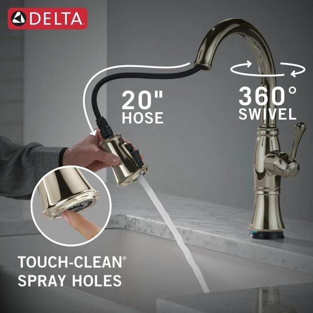 Delta Cassidy® Polished Nickel Touch2O® Technology Kitchen Faucet with Touchless Technology-3