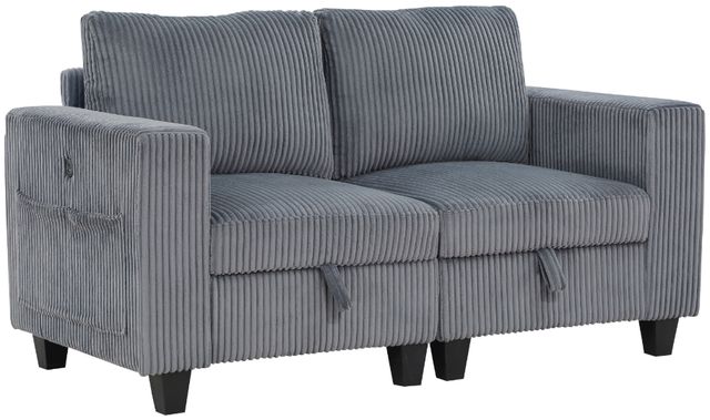 Homelegance® Walterboro Dark Gray 64" Loveseat with Storage and Charging Ports-0