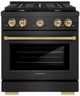 ZLINE Paramount 30" 4.2 cu. ft. Black Satin Stainless Steel with White Matte Door Paramount Dual Fuel Range with 4 Burner DuoPro™ Cooktop and Electric Convection Oven with Champagne Bronze Accents-0