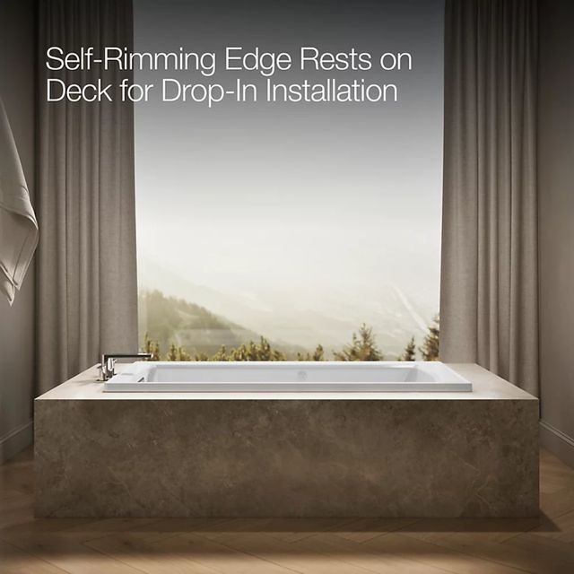 KOHLER® Archer® White 66" x 32" Drop-In Heated Whirlpool Bath-3