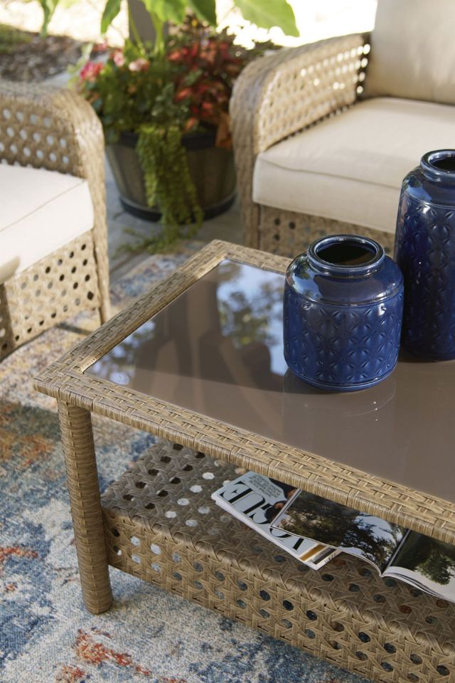 Signature Design by Ashley® Braylee Driftwood Outdoor Loveseat with Coffee Table-3