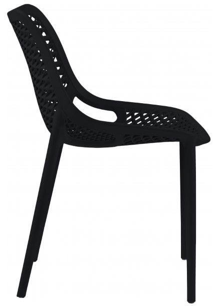Meridian Furniture Mykonos 4-Piece Black Polypropylene Plastic Outdoor Patio Dining Side Chair Set-2