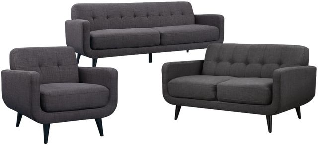 Elements International Hadley 3-Piece Heirloom Charcoal Living Room Stationary Seating Set-0