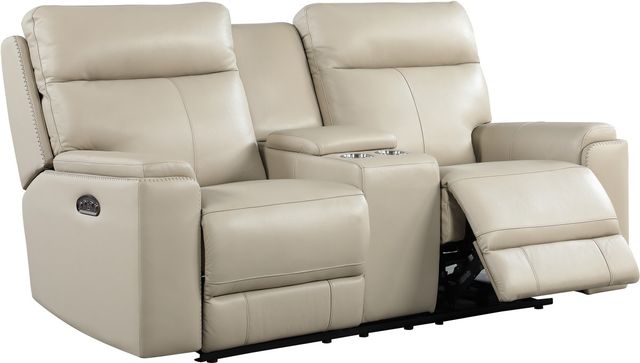 Leather Italia™ Cambria Bryant Taupe Power Reclining Loveseat-0