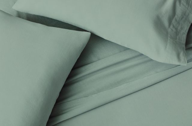 Malouf® 6-Piece Sage Linen-Weave Cotton Split King Sheet Set-2