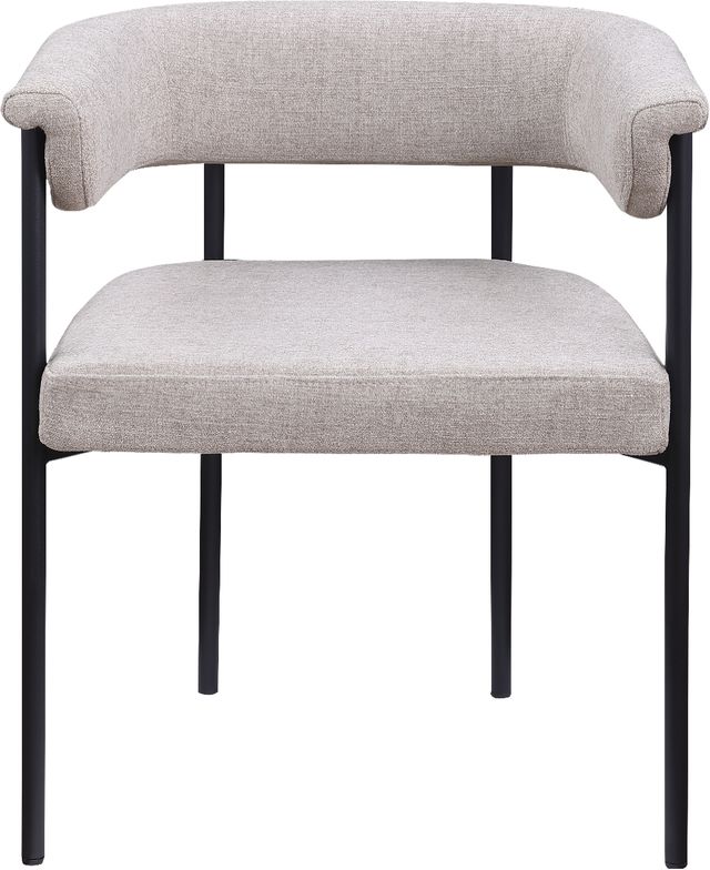Meridian Furniture Malin Taupe Linen Textured Upholstered Dining Arm Chair-1