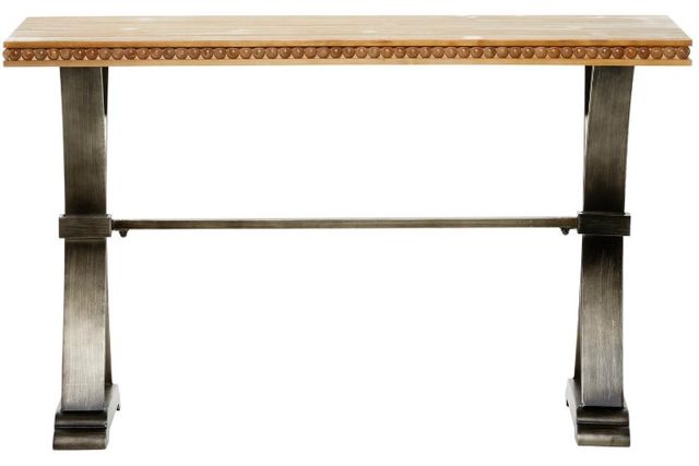 Deco Marche Brown Console Table with Matte Black Base-2