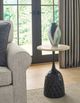 Joybird Jaxine Travertine End Table with Black Base-1