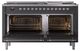 Ilve® Nostalgie II Noblesse 60'' Graphite Matte Pro Style Dual Fuel Range with Chrome Trim-2