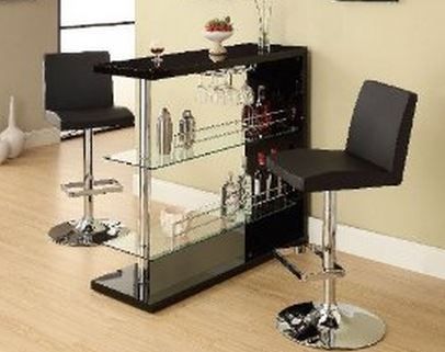 Coaster® Prescott Glossy Black Rectangular 2-Shelf Bar Unit-1