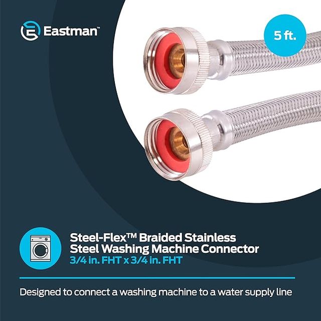Eastman 5 Foot Stainless Steel Braided Washer Hoses (2 Pack)-4