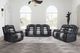 New Classic® Home Furnishings Nikko Black/Gray Manual Dual Reclining Console Loveseat-1