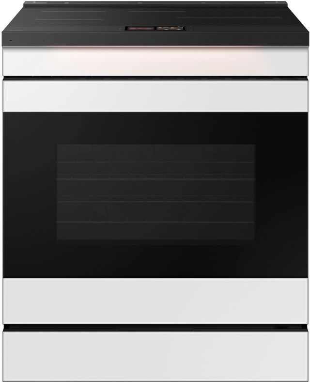 Samsung Bespoke 30" White Glass Slide-In Induction Range-0