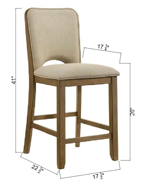 Crown Mark Cockrell Beige/Brown Counter Dining Height Chair-2