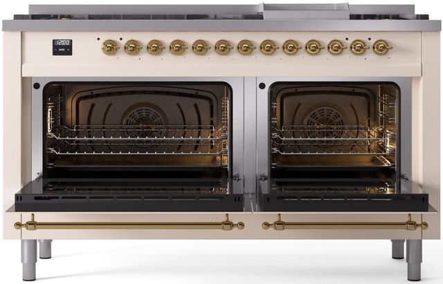 Ilve® Nostalgie II Series 60" Antique White Pro Style Dual Fuel Range-1