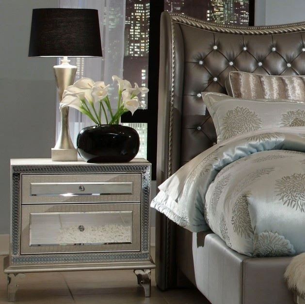 Michael Amini® Hollywood Swank® Crystal Croc Nightstand-1