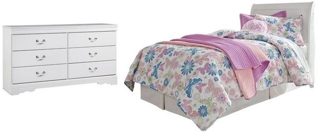 Signature Design by Ashley® Anarasia 2-Piece White Twin Sleigh Headboard Set-0