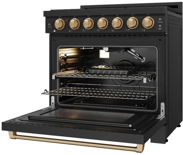 Thor Kitchen® Gordon Ramsay 36" Black/Bronze Freestanding Pro Style Gas Range with Precision Knob-4