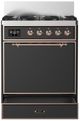 Ilve® Majestic III 30" Graphite Matte Pro Style Dual Fuel Natural Gas Range with Solid Door and Copper Trim-2