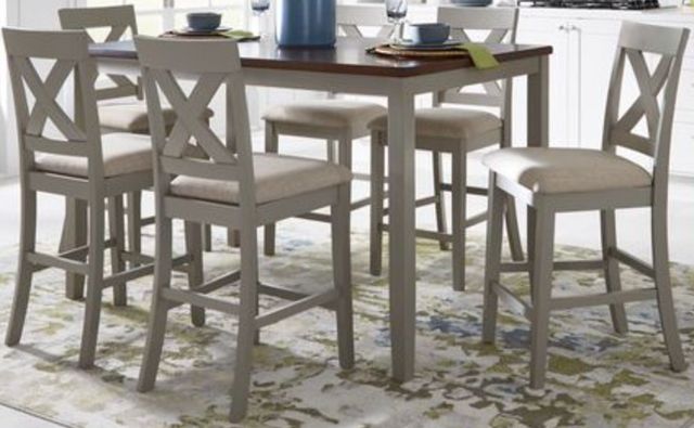 Liberty Furniture Thornton 7-Piece Cream/Gray/Russet Dining Set-0