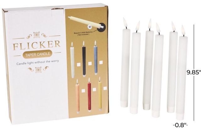 Deco Marche 6-Piece White 10" Wax Flameless Candle with Remote Control Set-3