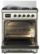 Ilve® Majestic III 30" Antique White Pro Style Dual Fuel Liquid Propane Range with Triple Glass Door and Burnished Trim-1